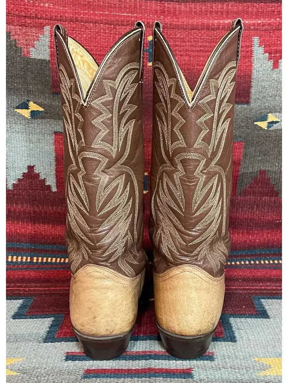 Men's Vintage Made in USA Nocona 2-tone Leather Cowboy Western Boots sz 9.5